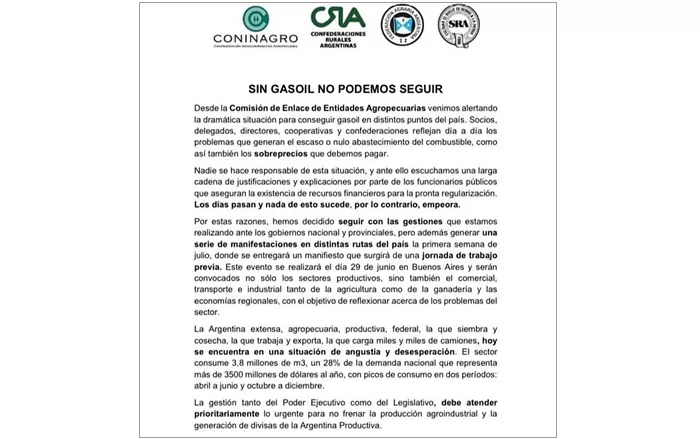Comunicado de la Sociedad Rural