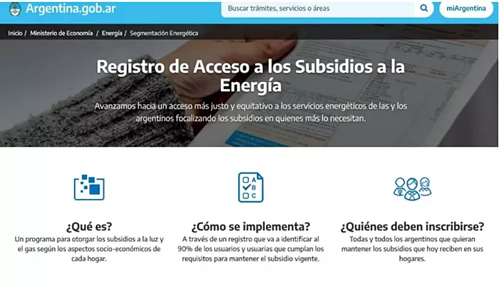 Inscripción al Registro de acceso a los subsidios de energía