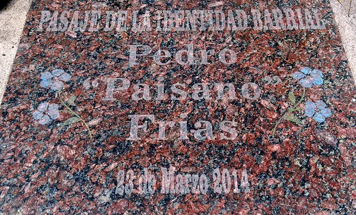 Pasaje Paisano placa